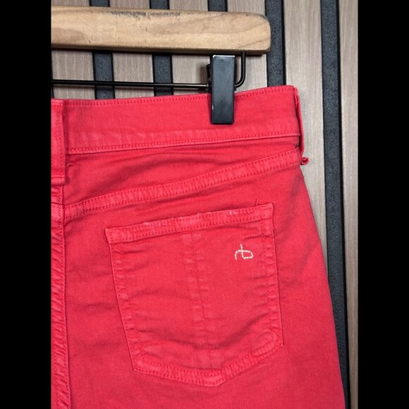 Rag & Bone Jean Mini Shorts 27 Womens Red Pink Frayed Hem Denim - Picture 6 of 9